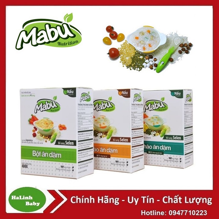 Cháo ăn Dặm Bột ăn Dặm Mabu 400g [Date 09/2023].....