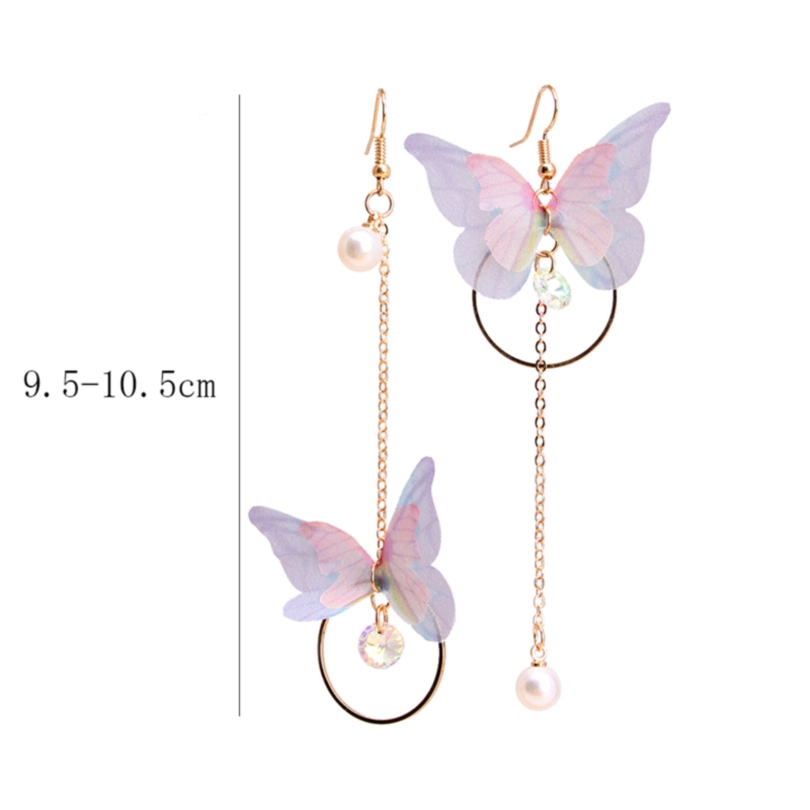 Khuyên tai hợp kim dáng dài hình bướm đính ngọc trai thời trang cho nữ