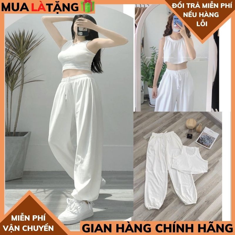 Sét bộ thể thao unisex 🍀áo croptop nữ kèm quần jogger chất thun co dãn ,ulzzang phong cách hàn quốc XƯỞNG MAY TIT COJ 2