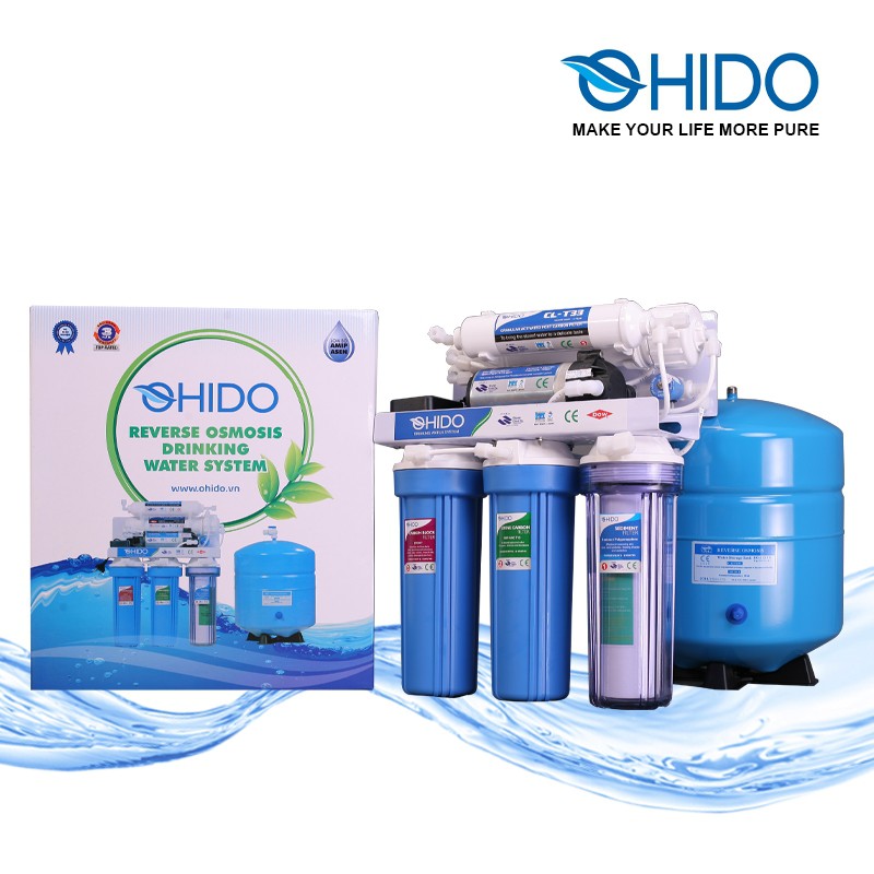 Máy lọc nước R O Máy lọc nước gia đình cao cấp tinh khiết uống trực tiếp không tủ RO OHIDO 10 lít/h 9 cấp lọc.
