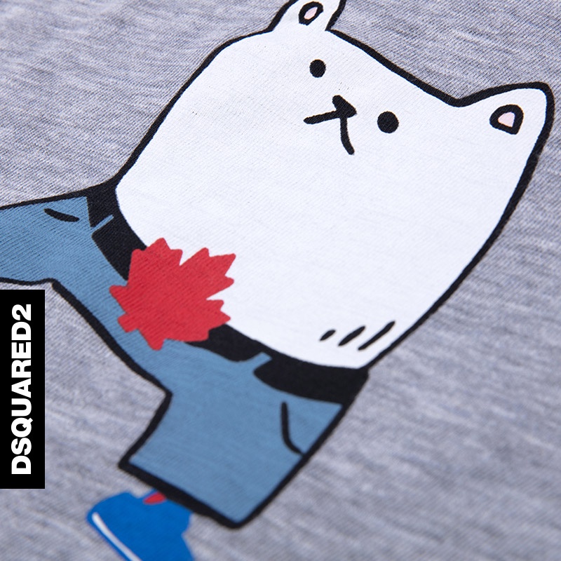 Áo Thun cotton Ngắn Tay In Hoạt Hình Đáng Yêu Thời Trang Xuân Hè Dành Cho Nam DSQUARED2 / D2 power