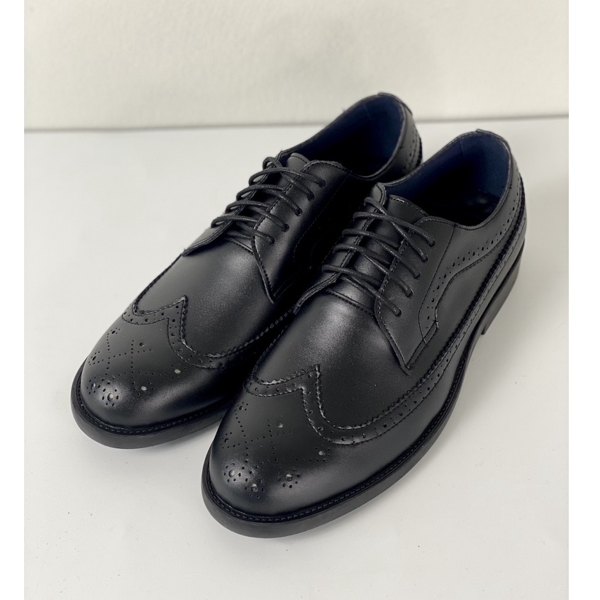 Derby Wingtip Black White, giày da nam D04