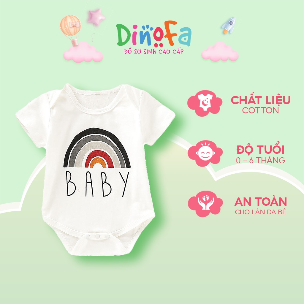 Bộ body chip bodysuit ngắn tay size từ 0-6M, Bộ bodysuit cho bé hình cầu vồng dễ thương, Bộ áo liền quần trẻ em_19260203