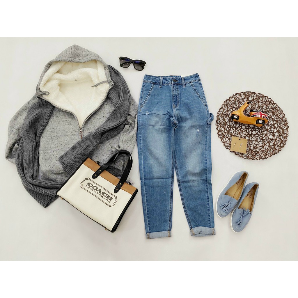 QUẦN JEANS BOYFRIEND DENIM 9 TẤC CÁ TÍNH THỜI TRANG ( Xanh nhạt/ Xanh trung)