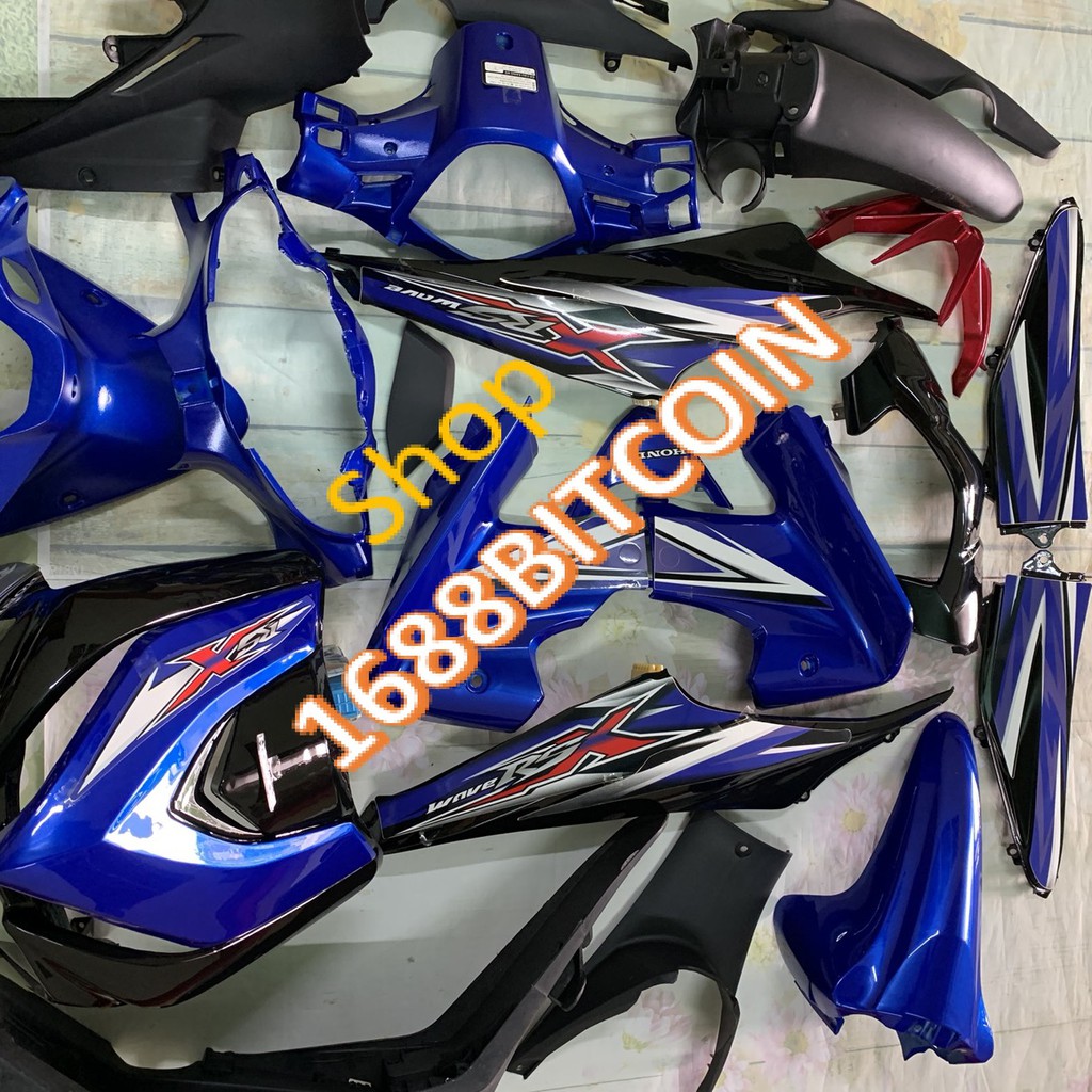 Dàn áo xe Wave RSX 110 đời 2010 đến 2011 Màu Xanh Đen -nhựa trắng nguyên sinh ABS LOẠI TỐT