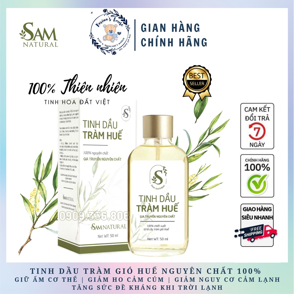 Tinh dầu tràm thiên nhiên nguyên chất SAM NATURAL 50ml