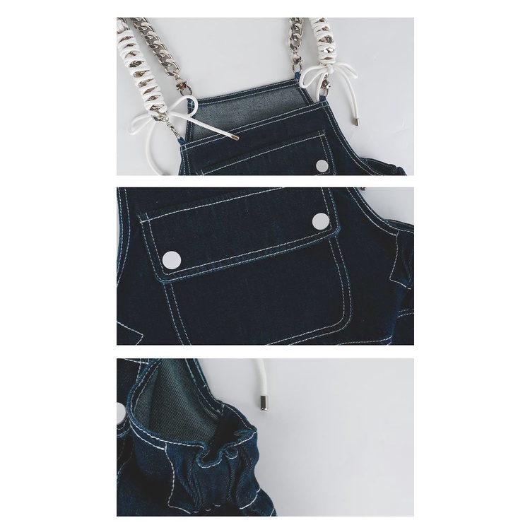 Đầm Denim Dáng Chữ A Lưng Cao Phong Cách Phương Tây Thời Trang Mùa Hè Cho Nữ