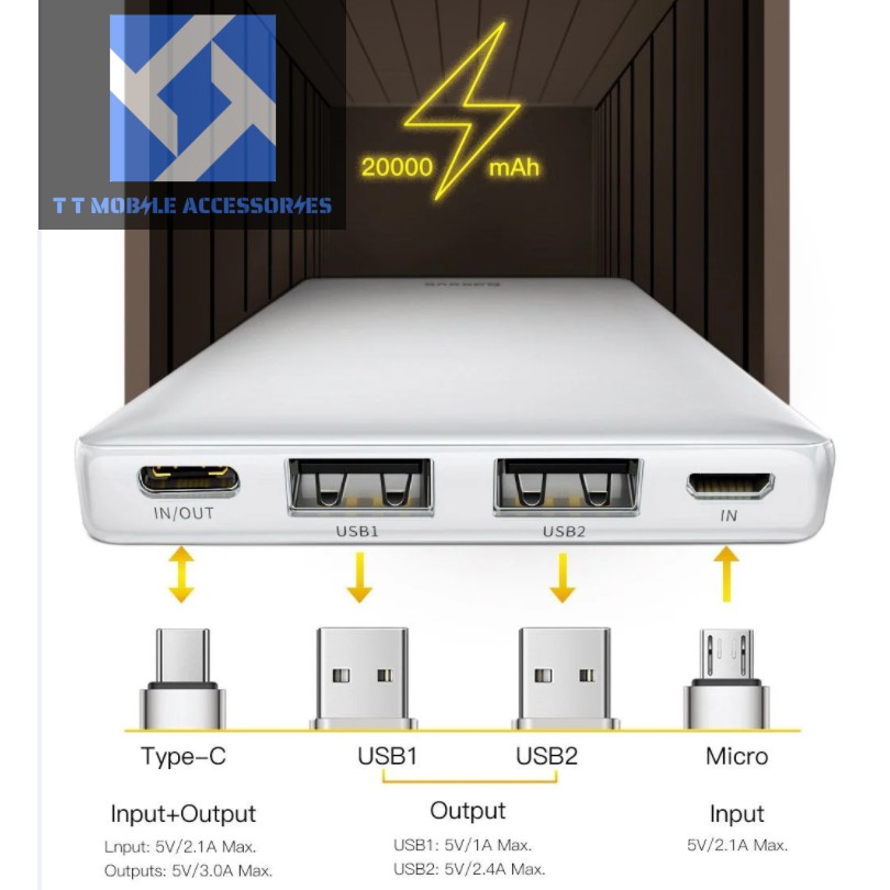 Pin sạc dự phòng Baseus X20 JA dung lượng 20.000mAh, Chính Hãng Baseus VIETNAM, mới 100%, Bảo hành 18 tháng