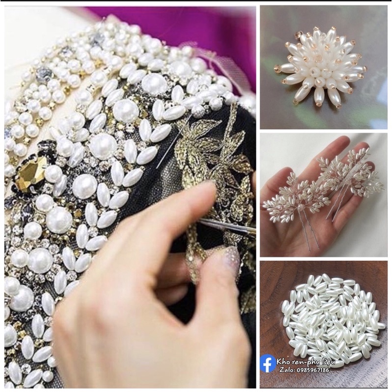 Hạt trai thóc dùng đính kết áo, sâu vòng, làm đồ handmade