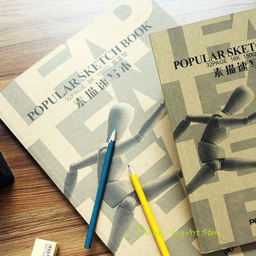 Sổ vẽ Potentate Popular Sketchbook hình bìa người gỗ