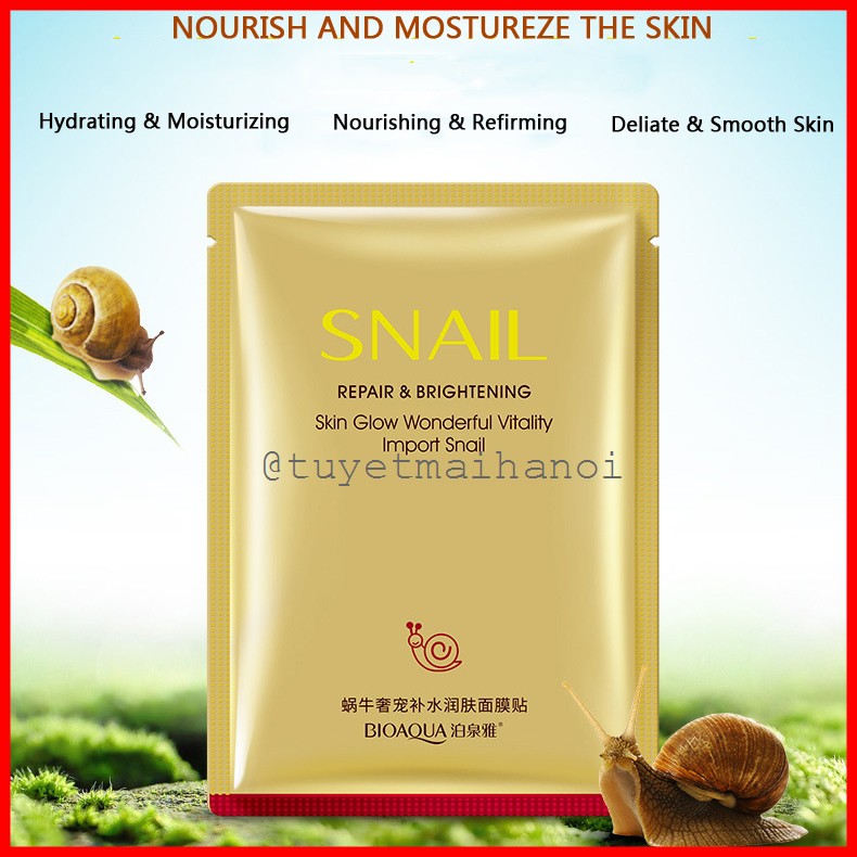 Combo 10 mặt nạ Ốc Sên Cao Cấp Bioaqua SNAIL Repair &amp; Brightening Skin