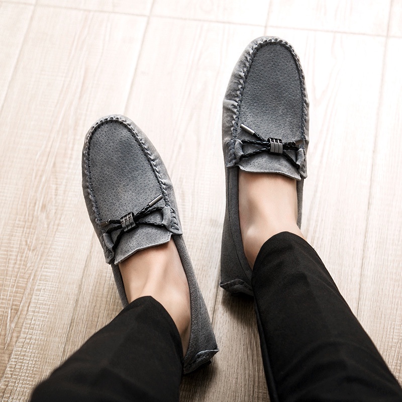 Giày lười da lộn thoáng khí phong cách Hàn Quốc cho nam