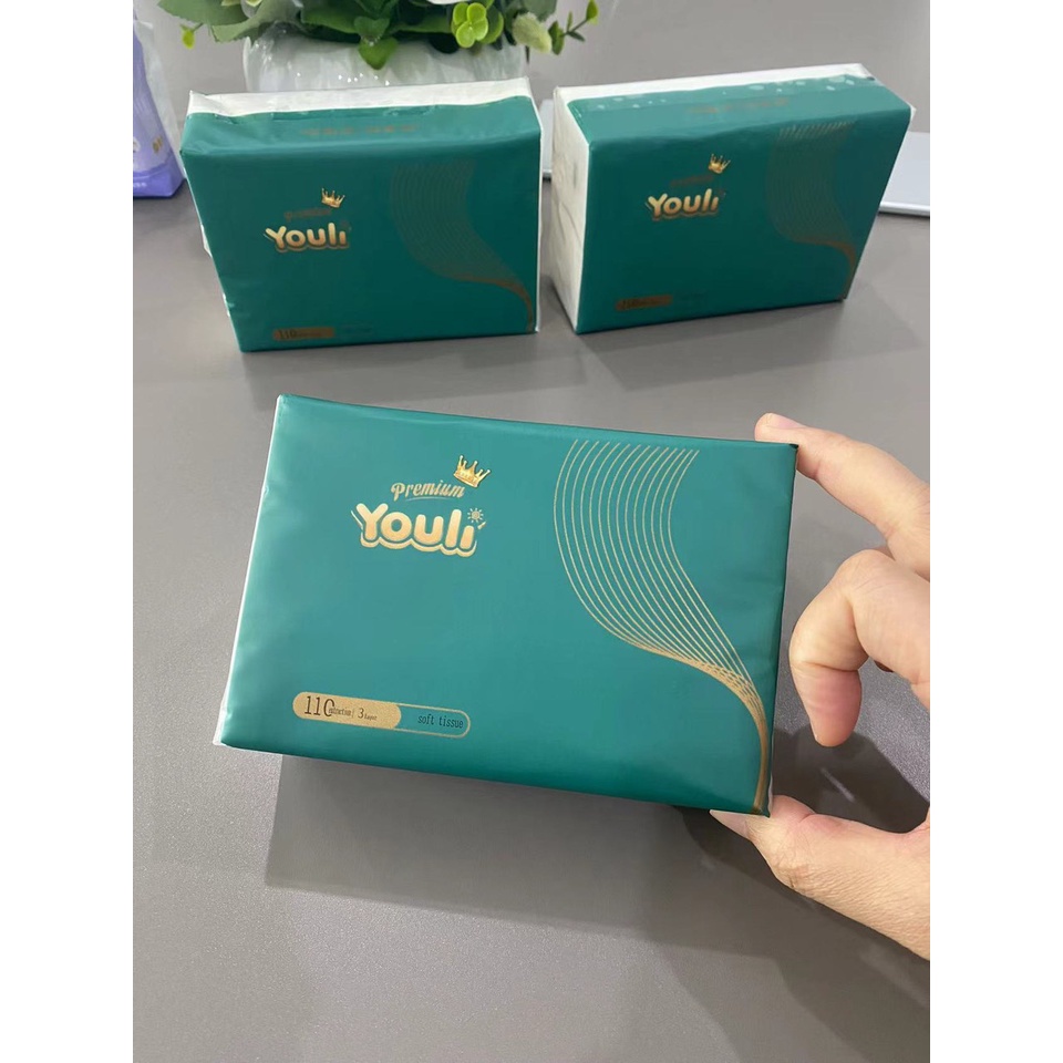 Khăn giấy khô Youli chất lượng tốt (Kích thước 1 bịch: 140mm x 180mm x 3 lớp x 110 tờ)