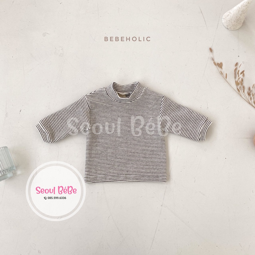 Áo cổ lọ kẻ  Line st Pollar T Bebeholic made in Korea