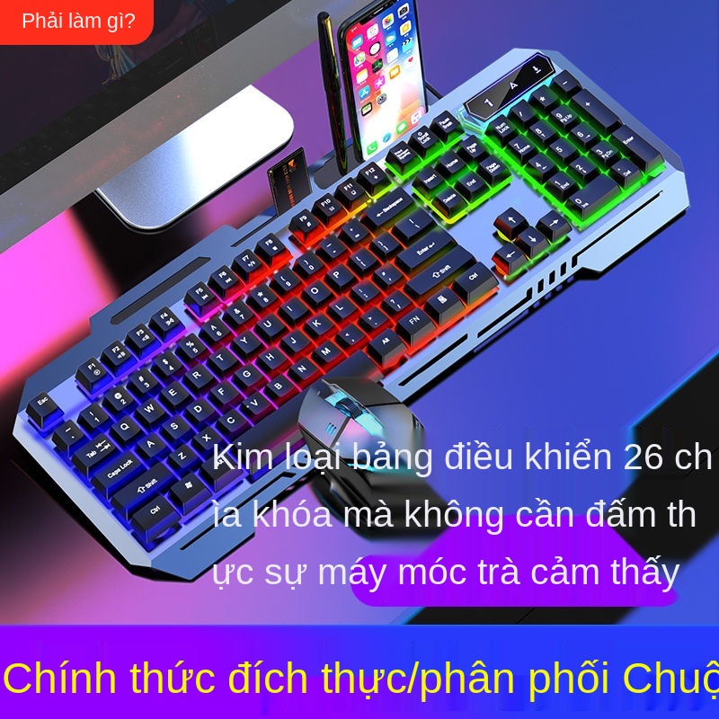 ❂Siêu Bền PUBG/LOL bàn phím Gaming +Chuột ( Hàng Chính Hãng ) có đèn led 7 màu Máy tính thường trực kết nối với xách ta