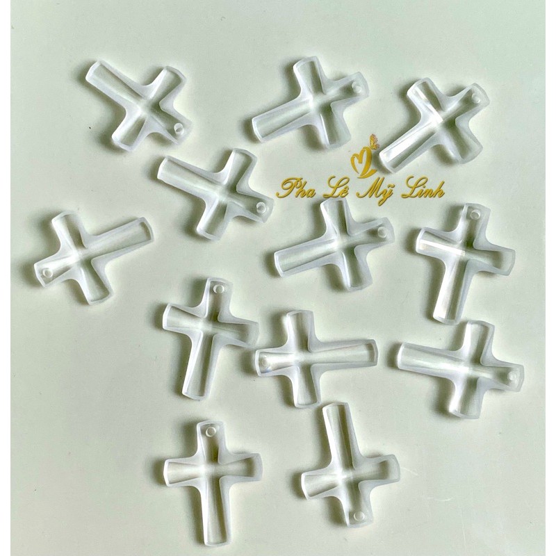 2 viên pha lê Swarovski 20x16mm thánh giá trắng