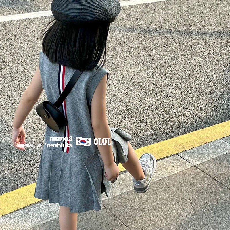 [Hàng Mới Về] Đầm Dài Không Tay Phong Cách Preppy Thời Trang Mùa Hè Hàn Quốc Dễ Phối Đồ Dành Cho Bé Gái