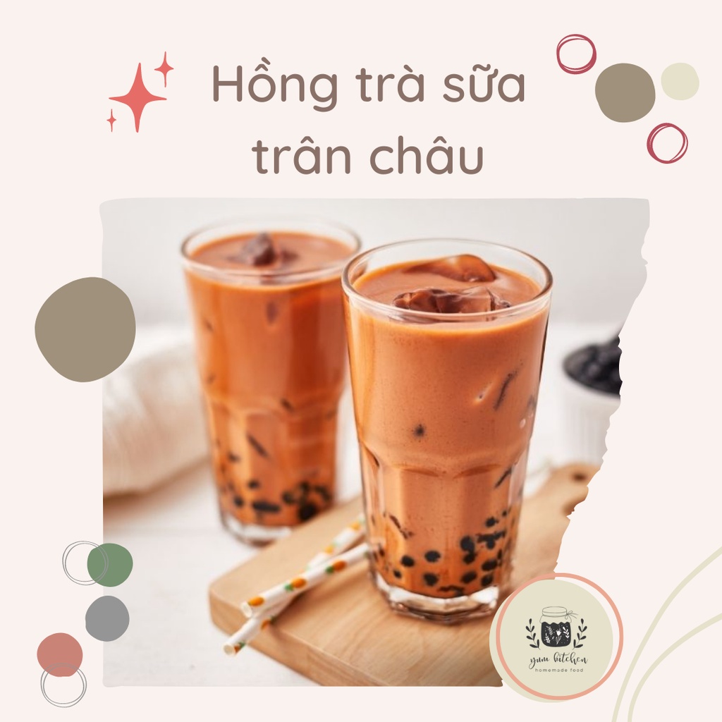 Set Nguyên Liệu Hồng Trà Sữa Trân Châu Tự Làm Ít Béo Thơm Ngon (Size 4-5 ly)