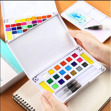 Bộ Màu Nước Water Color Cao Cấp 12/18/24/36 Màu Tặng Bút Nước, 2 Mút, 1 Palette