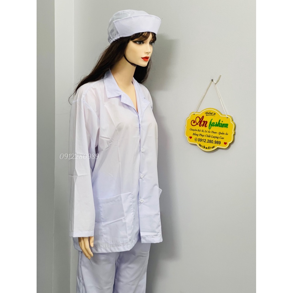 Áo Blouse y tế nam nữ tay dài túi vuông _ Hình chụp thật