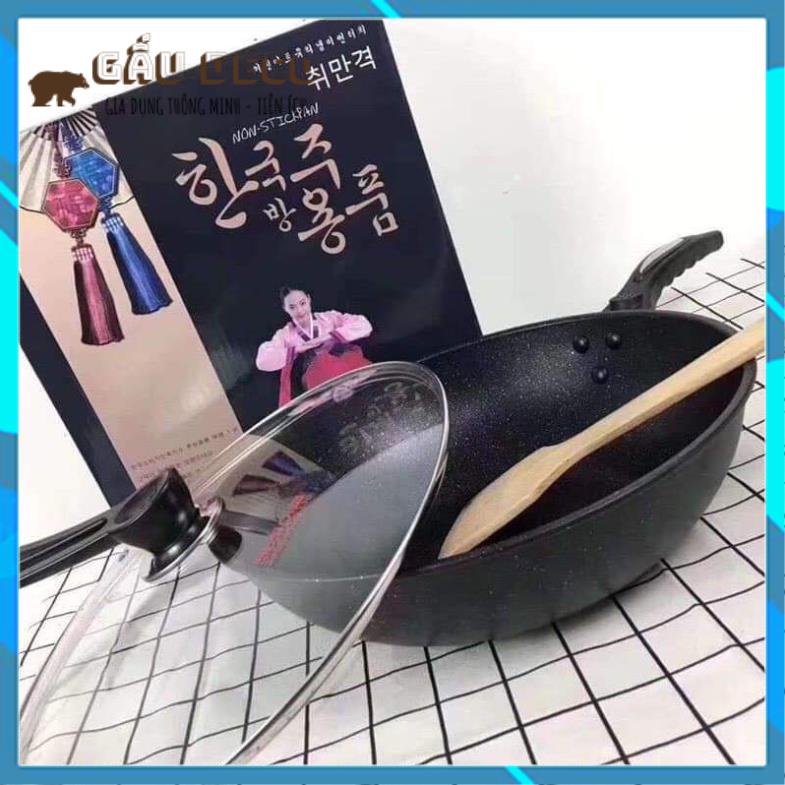 [FREESHIP]  CHẢO ĐÁ SÂU LÒNG HÀN QUỐC SIZE 32CM CÓ NẮP