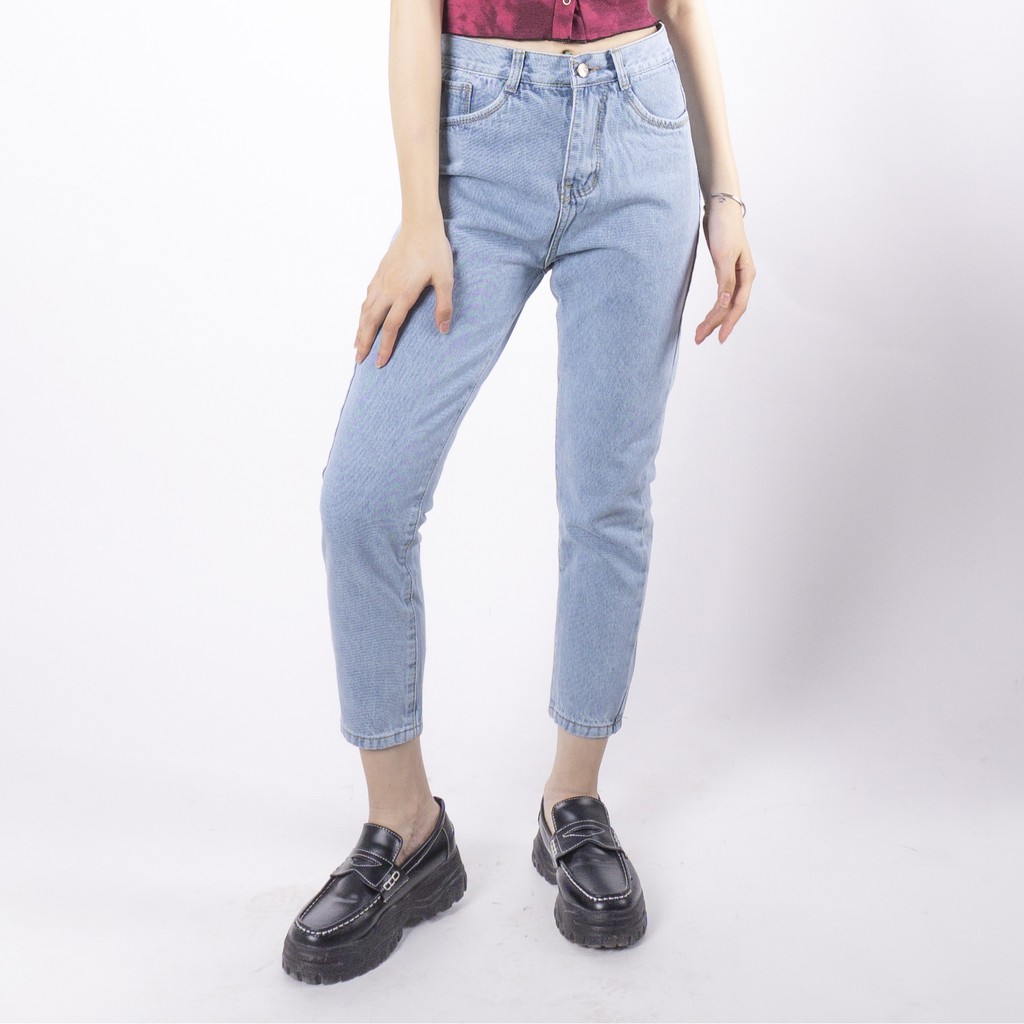Quần jean nữ Ulzzang GENZ mẫu lưng cao baggy trơn thời trang ZWJ027 | BigBuy360 - bigbuy360.vn