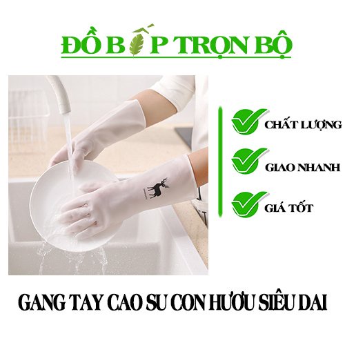 Găng tay cao su con hươu siêu bền dai có lót nỉ giữ ấm, chống ăn mòn bảo vệ đôi tay của bạn