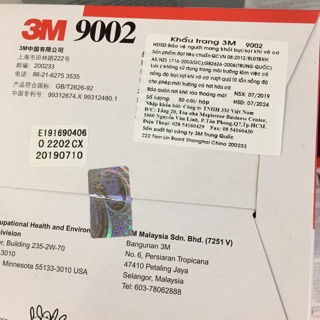 KHẨU TRANG 3M 9002 mua 1 tặng 1