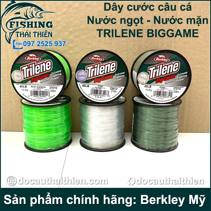 Dây cước câu cá Trilene Big Game sản phẩm chính hãng Berkley Mỹ nhiều màu sắc siêu tải cá