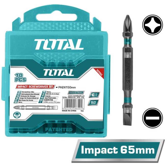 Mũi bắt vít hai đầu PH2+SL6.0*1.0x65 mm (có nam châm hít) Total TACIM16HL133