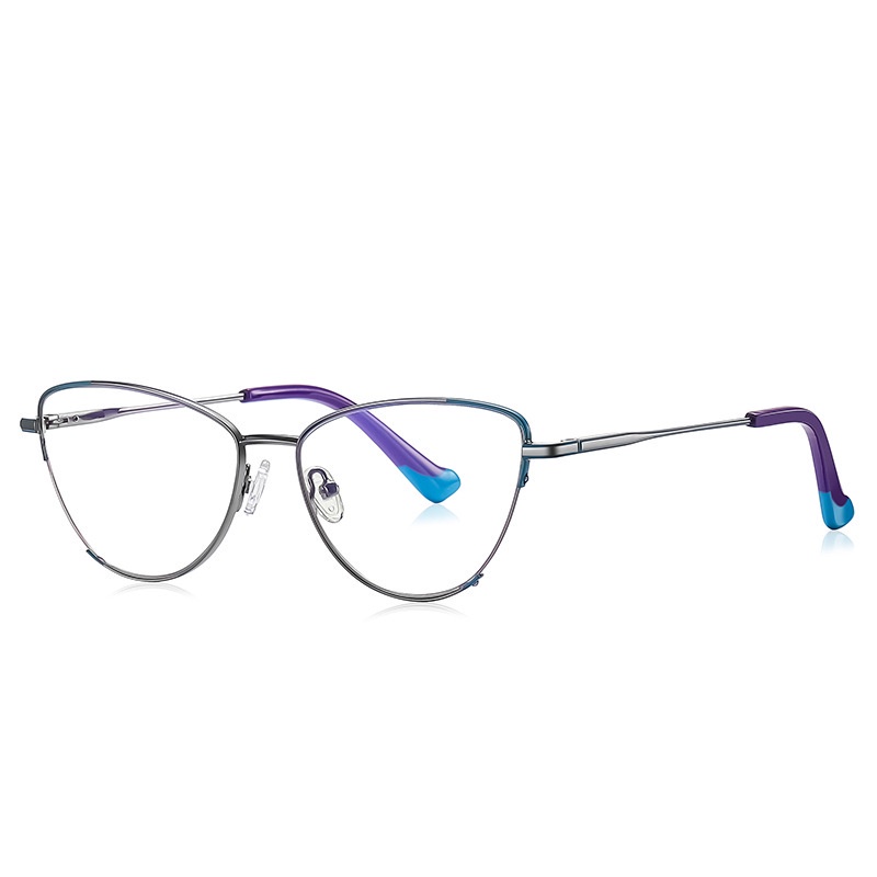 Mắt Kính Gọng Kim Loại Hình Mắt Mèo Chống Ánh Sáng Xanh Thời Trang Retro Cho Nữ