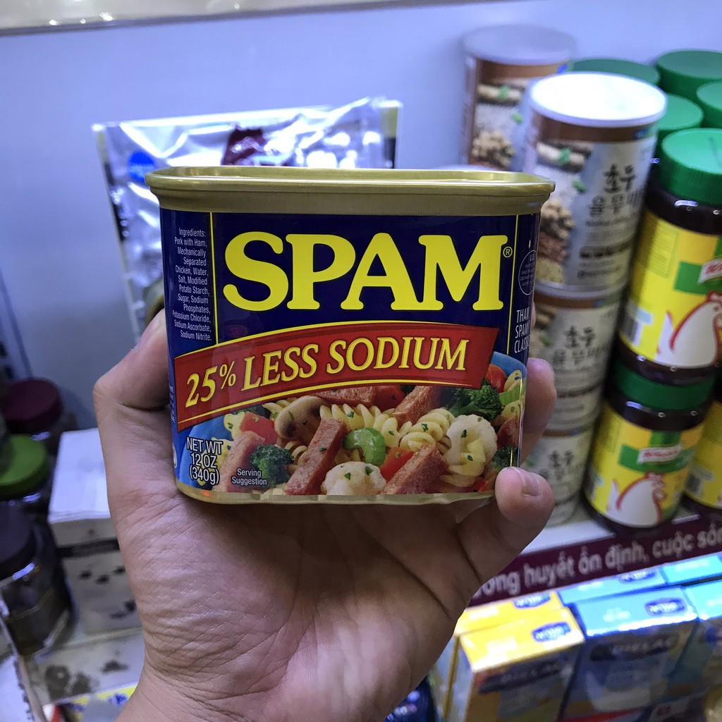 Thịt Hộp SPAM 25% Less Sodium Ít Mặn 340g Của Mỹ