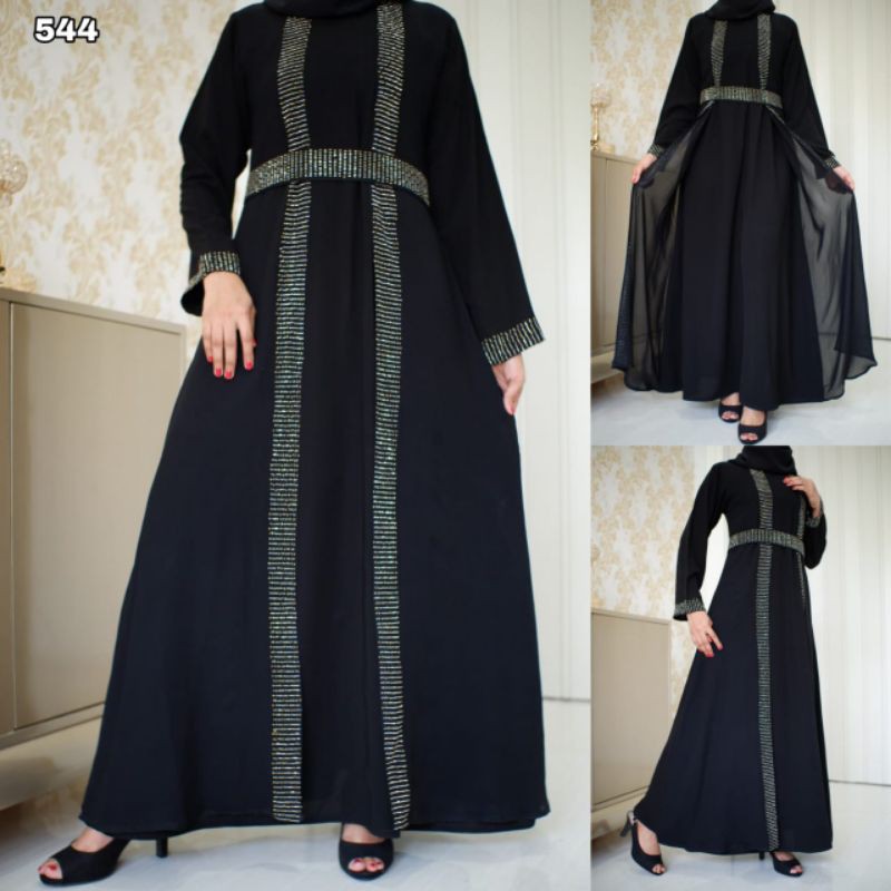 Mới Áo Choàng Đen Sang Trọng Abaya 544 Saudi Arabia