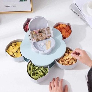 Khay đựng mứt Tết lúa mạch hình cánh hoa có giá để điện thoại