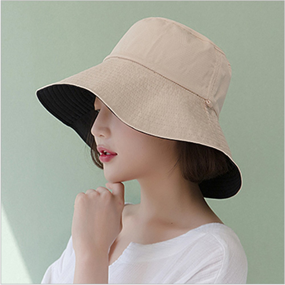 Nón mũ chống cực tím UV - Mũ ngư dân hai mặt vành rộng màu đẹp mềm nhẹ thoáng