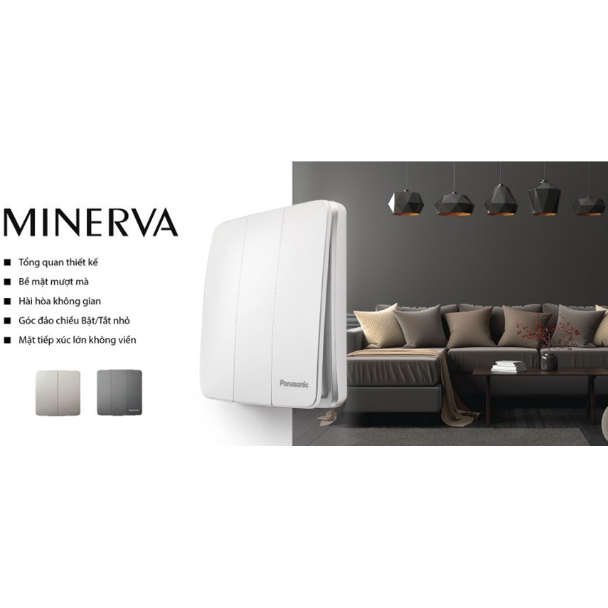 Mặt vuông dùng cho 1,2,3 thiết bị Panasonic Minerva màu trắng