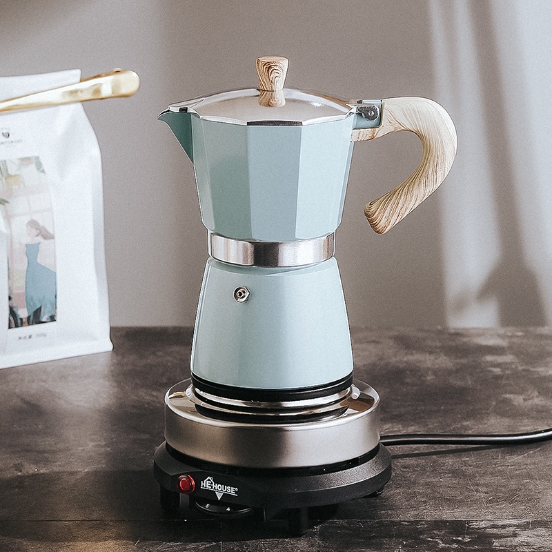 Bình Oneisall Moka chất liệu nhôm pha cà phê espresso dung tích thích hợp cho gia đình/văn phòng/cắm trại 150/300ml