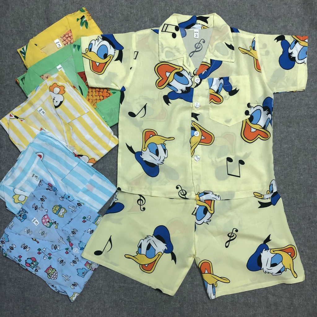Bộ quần áo bé trai Pijama CỘC TAY chất vải tole, lanh 2 da loại 1 mềm, mịn, mát size 9-29 kg, hàng xưởng may Việt Nam