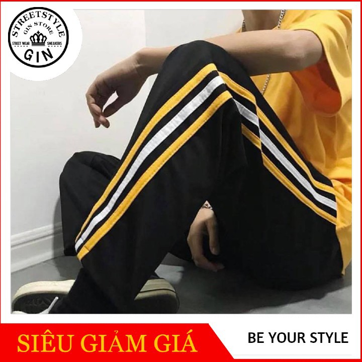Quần thể thao 3 sọc vàng trắng phong cách unisex ( Gin store )