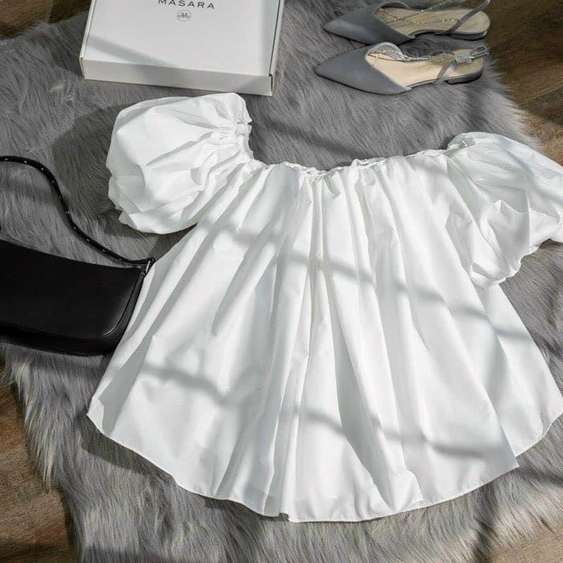 Áo trễ vai, áo hở vai nữ đẹp bèo tay phồng rộng dễ thương, mặc đi chơi, siêu hot trend, xinh 24 | BigBuy360 - bigbuy360.vn