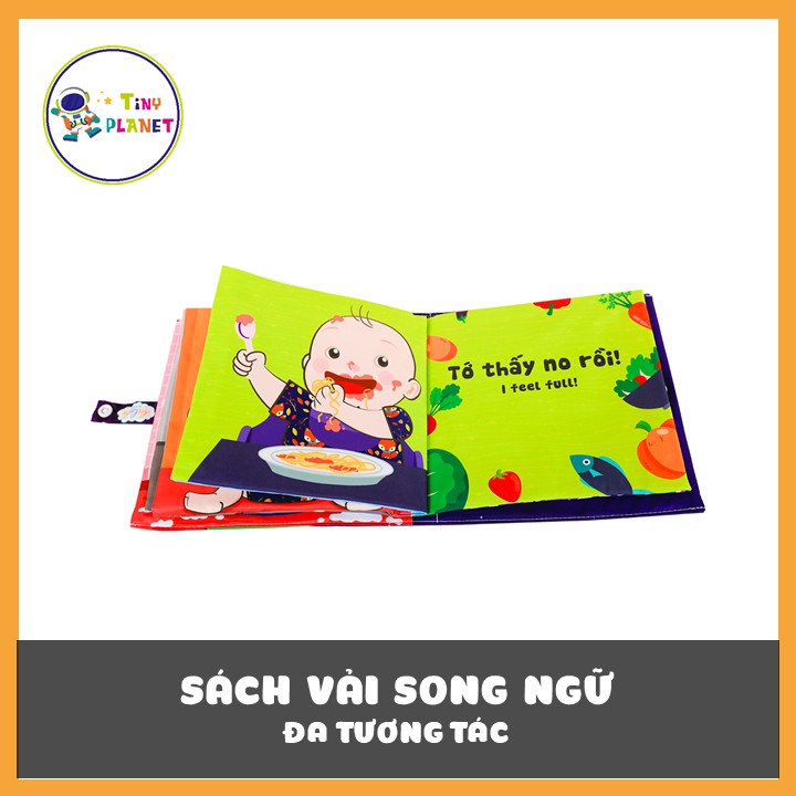 Sách vải song ngữ đa tương tác Bé cảm thấy thế nào? - How do you feel? kích thước 18x18cm 12 trang