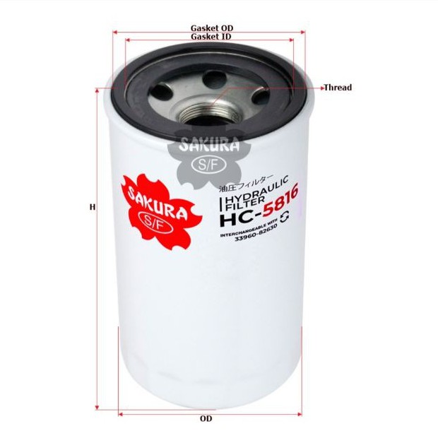 Lọc dầu thủy lực KUBOTA mã HC-5816 33960-82630 HHTA0-37710 BT8488 84098 87300044 P551779 HF35274 87300043 SPH94008 57098