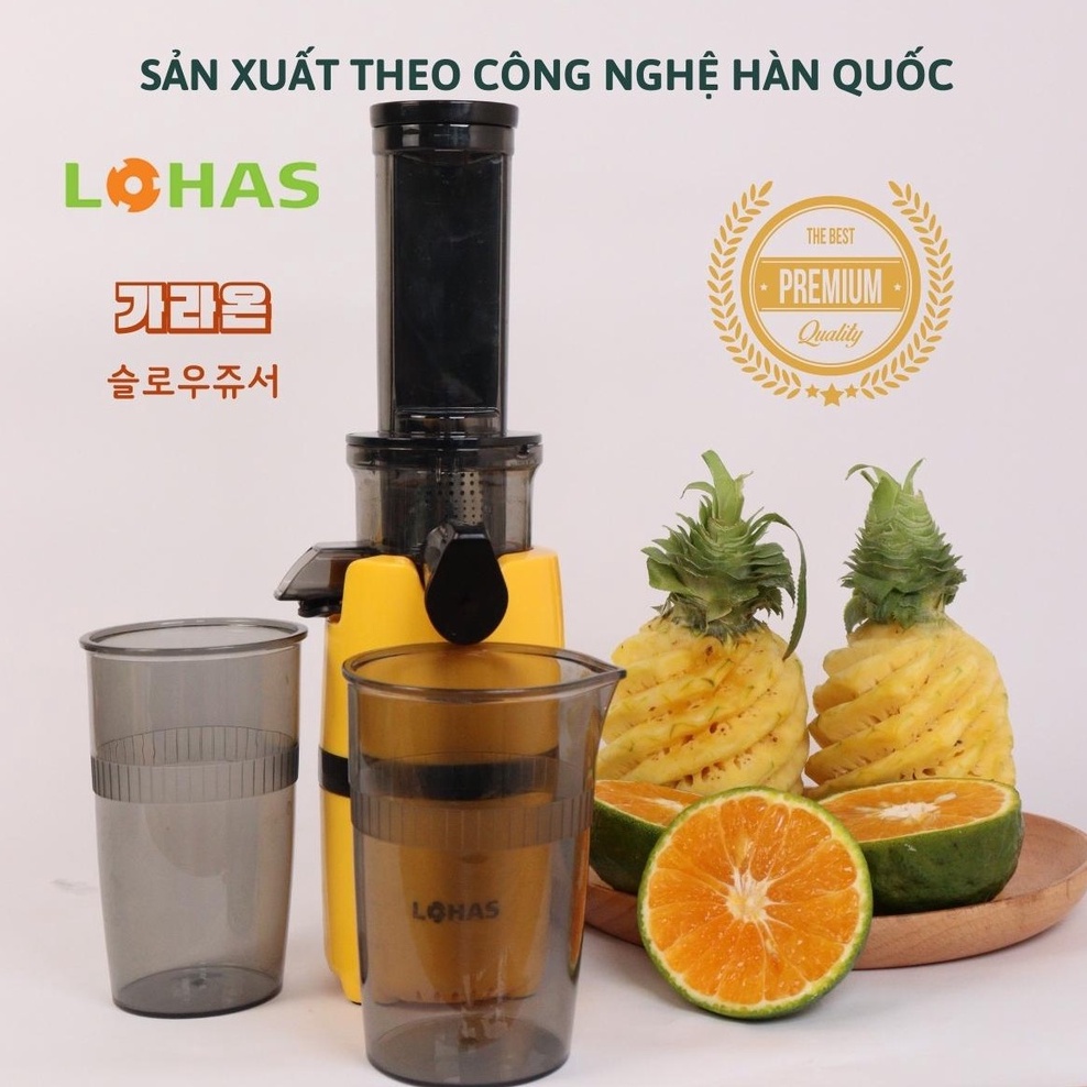 Máy ép chậm trái cây cao cấp LOHAS, BẢO HÀNH 3 năm, công nghệ HÀN QUỐC, ép kiệt bã mọi loại hoa quả