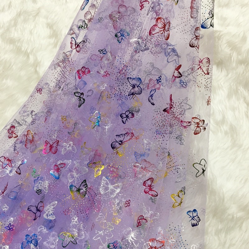 Vải voan lưới in hình bướm 🦋