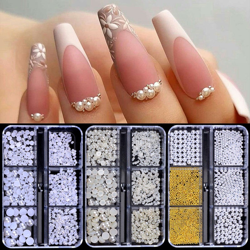 Hộp hạt thép 6 ngăn UR SUGAR đựng hoa 3D trang trí móng tay chuyên dụng cao cấp