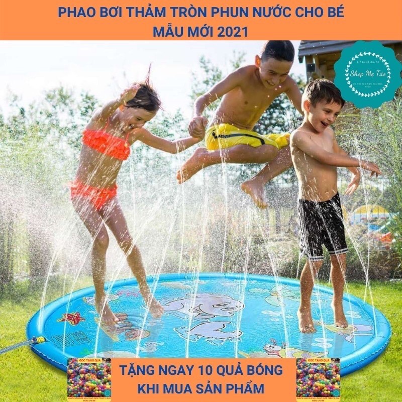 Phao bơi, bể bơi thảm tròn phun nước kích thước 170cm cho bé chơi tại nhà mẫu HOT nhất hè 2021