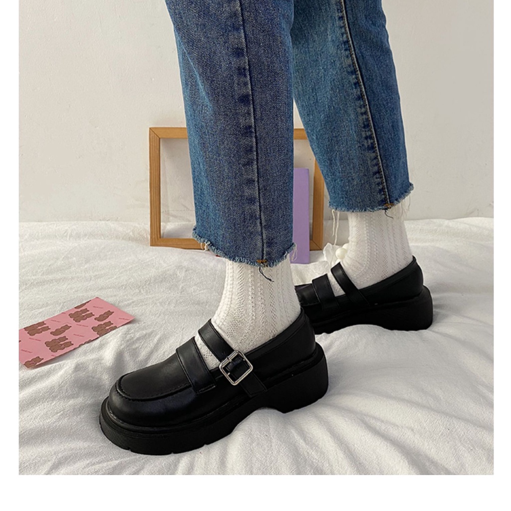 British Wind Small Shoes Female 2021 Spring New Korean Version Of The Wild Leather Buckle Student Single Shoes Retro Lo