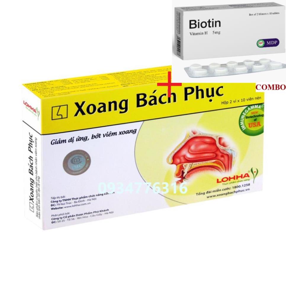 Combo Biotin 5mg+ ✅ XOANG BÁCH PHỤC - Giảm Dị Ứng , Bớt Viêm Xoang