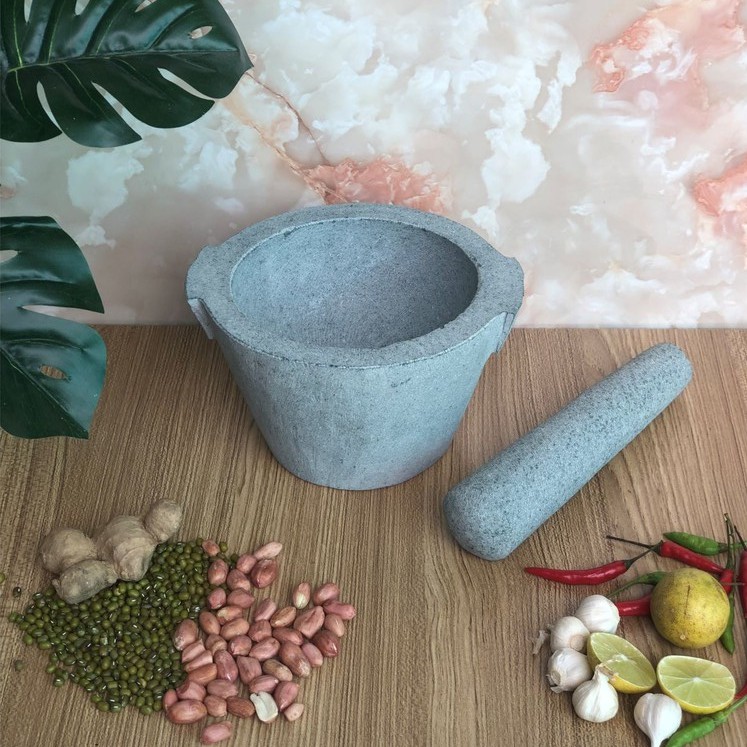 Bộ sản phẩm cối chày đá xanh nguyên khối đường kính 16cm
