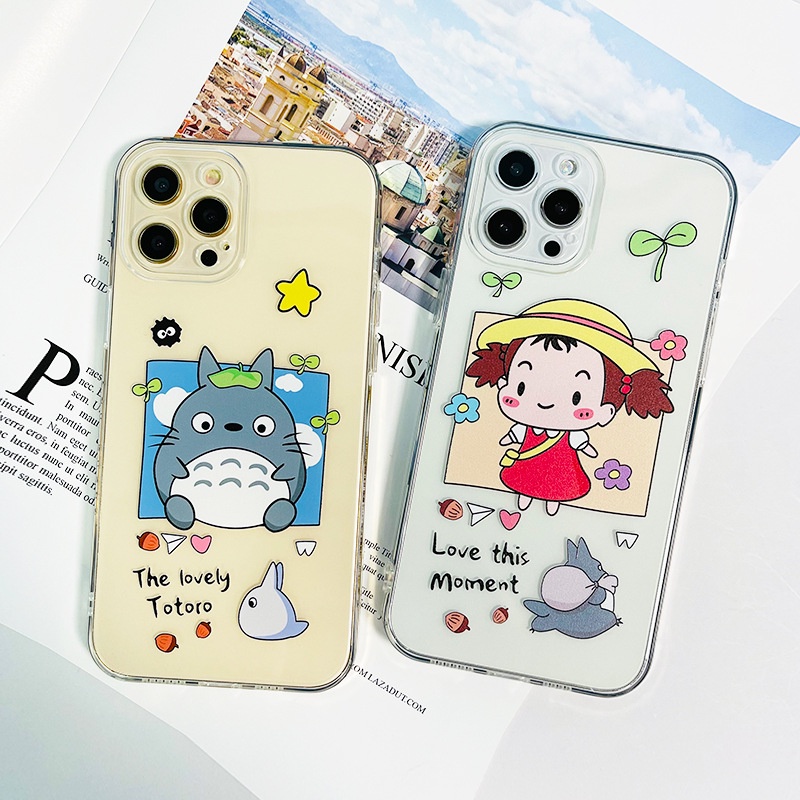 Ốp lưng iphone Totoro silicon dẻo trong suốt iphone 11 7plus 8plus x xsmax 11pro max 12pro 12promax 13promax t120